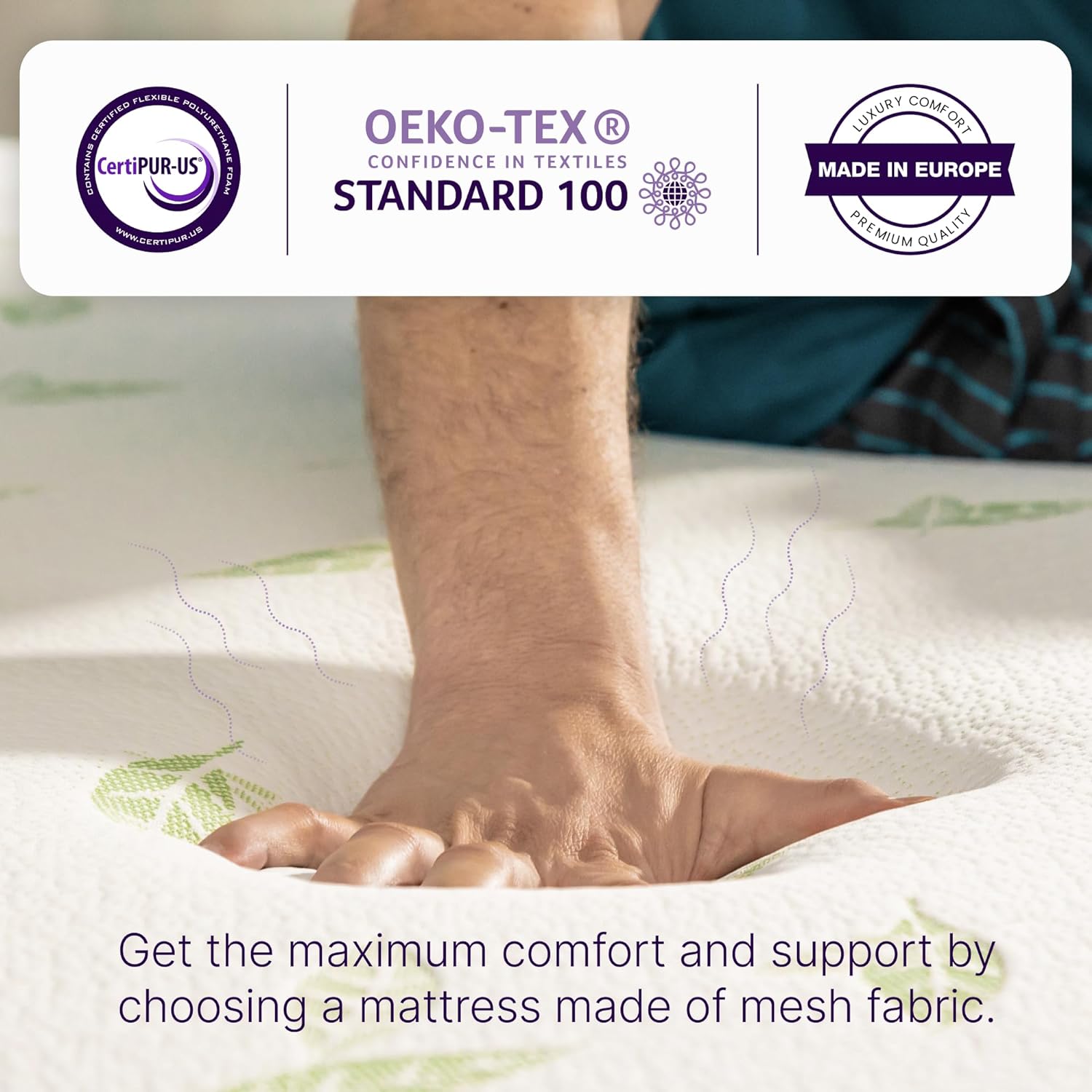 NapQueen Twin Size Mattress, 6 Inch Anula Green Tea Infused Memory Foam Mattress, Twin Size Mattress Bed in a Box, CertiPUR-US Certified Mattress - Grand Goldman