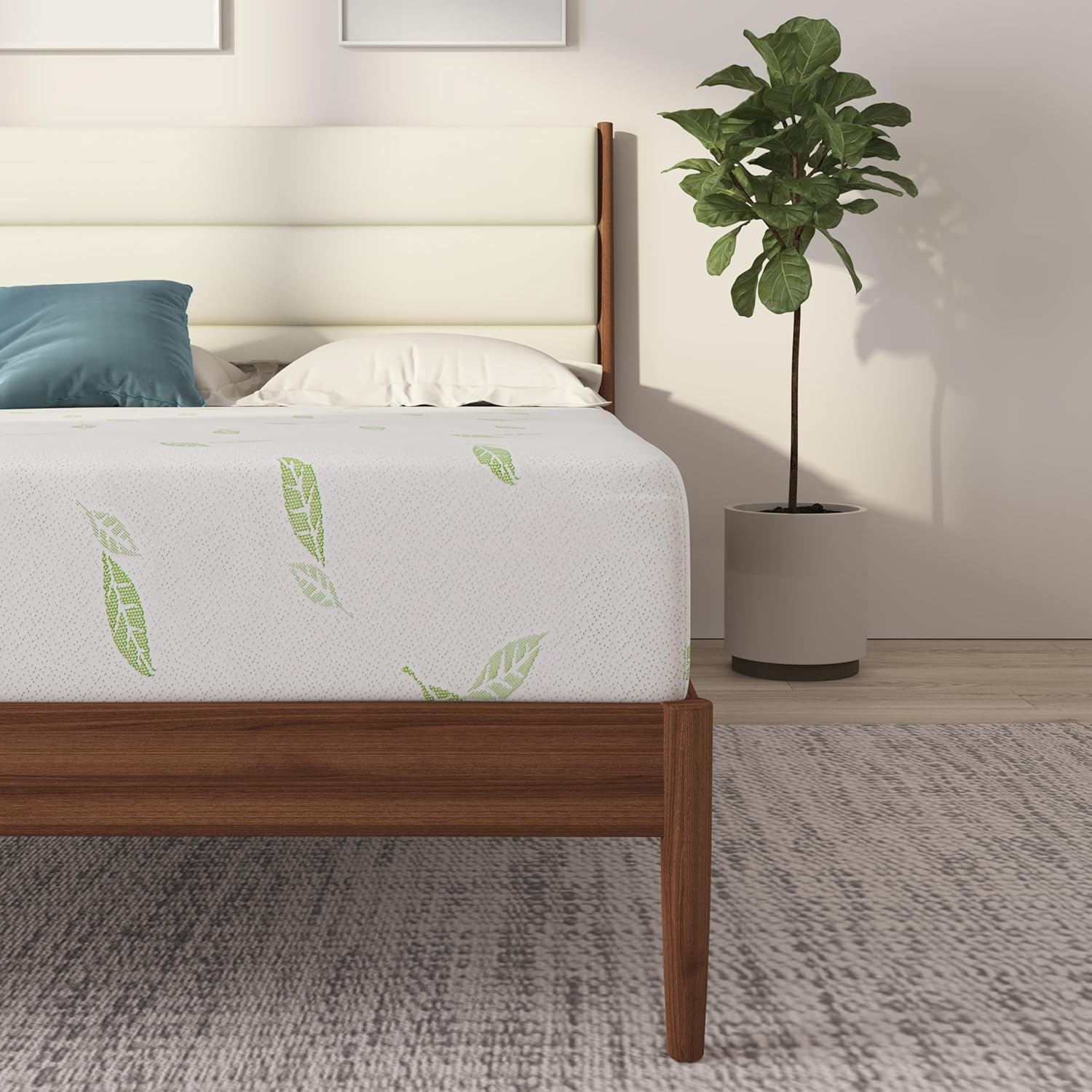 NapQueen Twin Size Mattress, 6 Inch Anula Green Tea Infused Memory Foam Mattress, Twin Size Mattress Bed in a Box, CertiPUR-US Certified Mattress - Grand Goldman