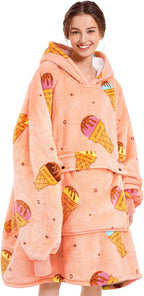 Narecte Oversized Blanket Hoodie Blanket for Women,Wearable Blanket Adult Giant Hoodie Cozy Sweatshirt Kawaii Stuff,Birthday Gifts for Women, for Sister,Teen Girl Gifts Strawberry - Grand Goldman