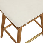 Nathan James Barker Counter Height Solid Wood Barstool with Upholstered Cushion, Backless Island Stool with Rubberwood Legs and Natural Textured Linen Upholstery for Kitchen, Brown/White, Set of 2 - Grand Goldman