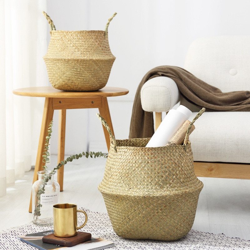 Natural sewed woven storage basket - Grand Goldman