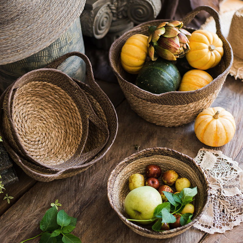 Natural straw woven soft storage basket - Grand Goldman