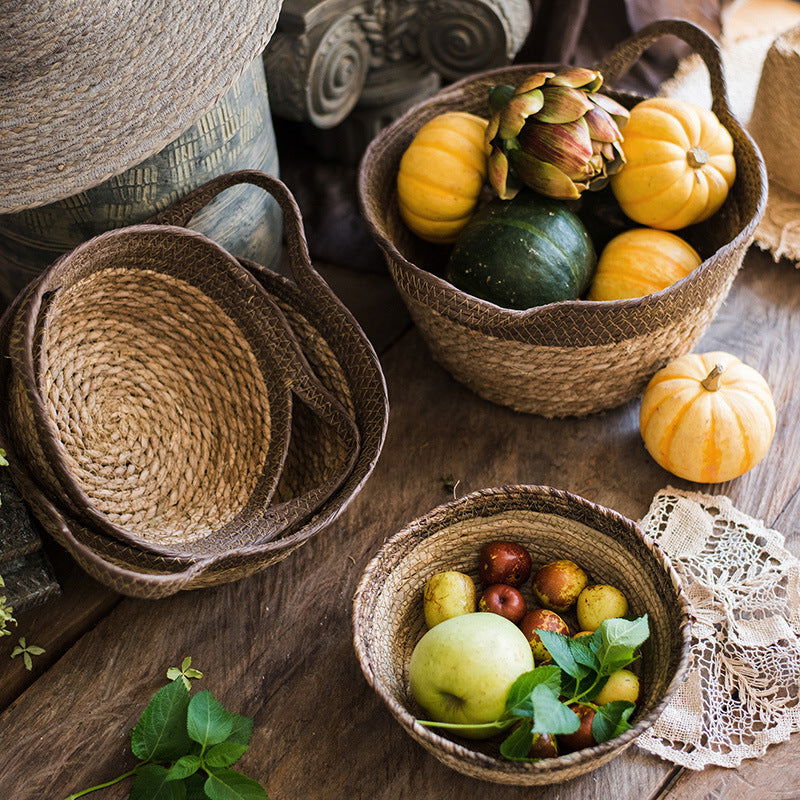 Natural straw woven soft storage basket - Grand Goldman