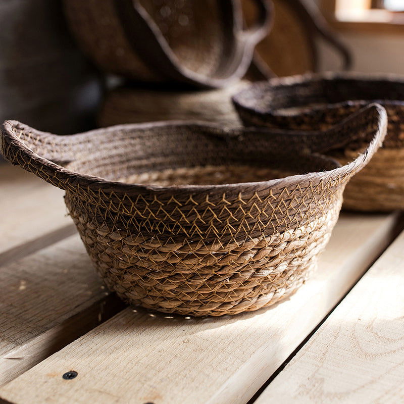 Natural straw woven soft storage basket - Grand Goldman