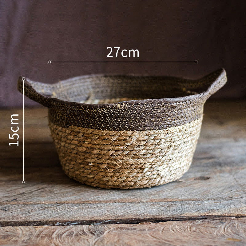 Natural straw woven soft storage basket - Grand Goldman