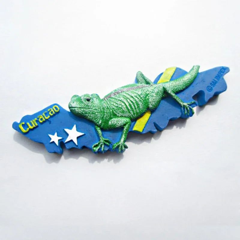 Netherlands Curacao Tourist Souvenirs Gift Stereo Resin Refrigerator Magnetic Stickers 3D Lizard Magnets for Refrigerators - Grand Goldman