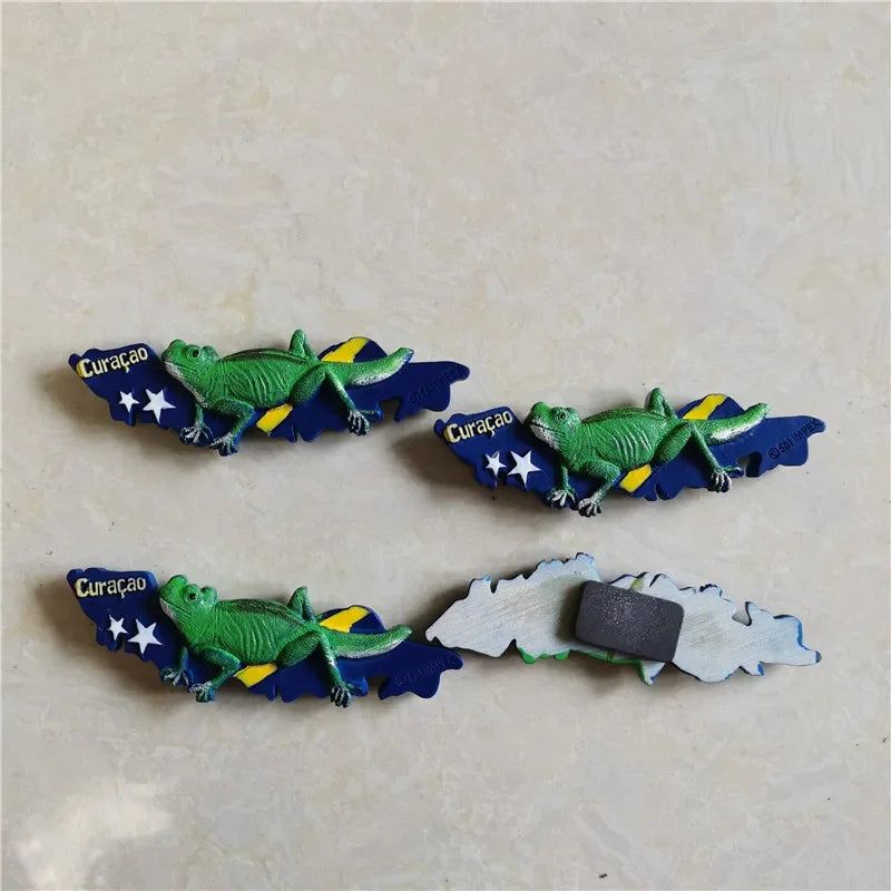 Netherlands Curacao Tourist Souvenirs Gift Stereo Resin Refrigerator Magnetic Stickers 3D Lizard Magnets for Refrigerators - Grand Goldman