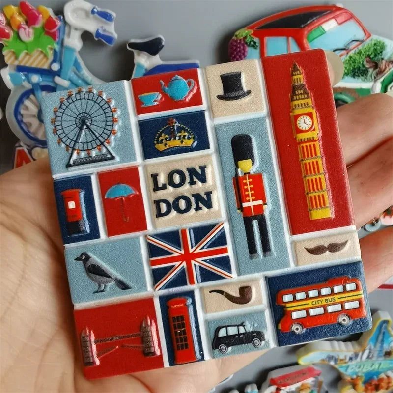 New York London UK Belgium Bahamas Amsterdam Tokyo Japan Greece Dubai Switzerland Italy Spain Tourist Souvenir Magnetic Sticker - Grand Goldman