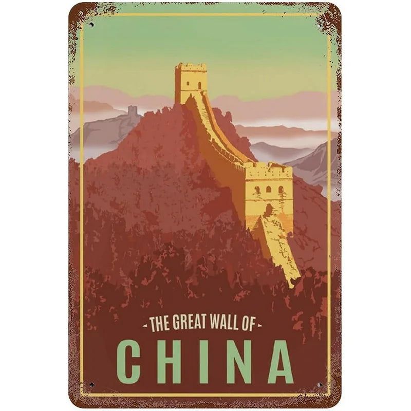 New York Paris Great Wall World Famous Building Metal Tin Signs Posters Plate Wall Decor for Bars Man Cave Cafe Clubs Home - Grand Goldman