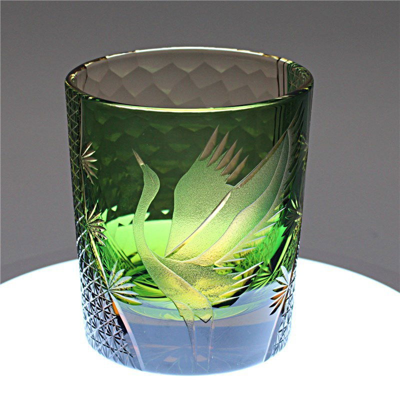 New Japanese Edo Kiriko Pine Crane Whiskey Glass - Grand Goldman