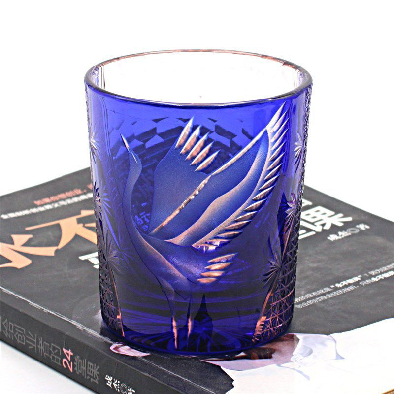 New Japanese Edo Kiriko Pine Crane Whiskey Glass - Grand Goldman