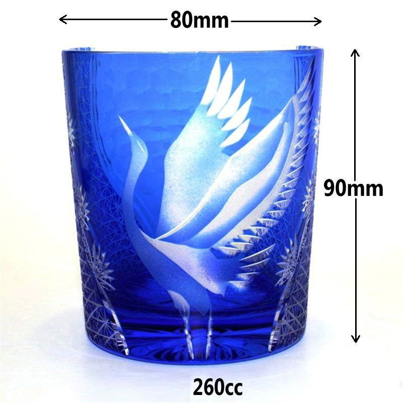 New Japanese Edo Kiriko Pine Crane Whiskey Glass - Grand Goldman