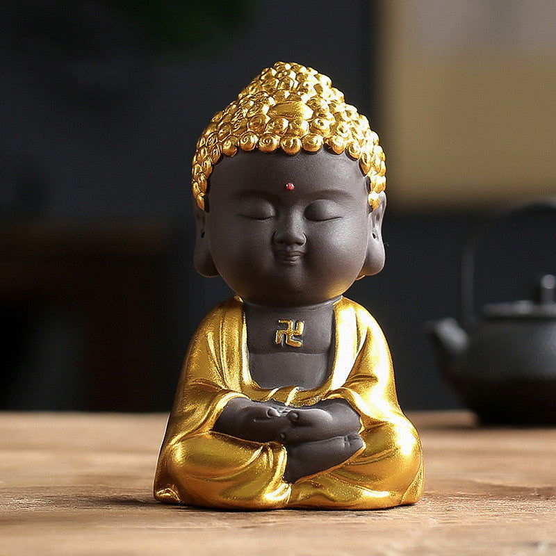 New Zisha Small Tathagata Buddha Statue Zen Car Ornament - Grand Goldman
