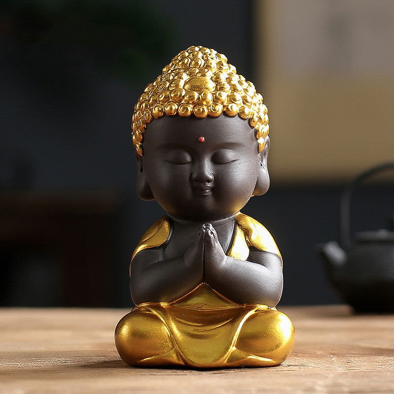 New Zisha Small Tathagata Buddha Statue Zen Car Ornament - Grand Goldman