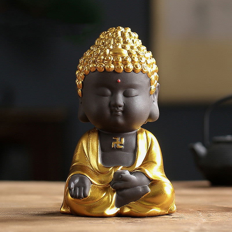 New Zisha Small Tathagata Buddha Statue Zen Car Ornament - Grand Goldman