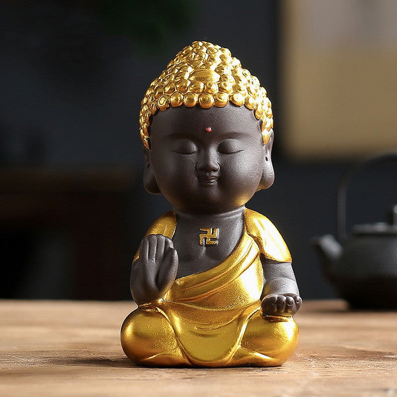 New Zisha Small Tathagata Buddha Statue Zen Car Ornament - Grand Goldman