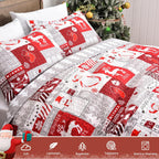 Newspin Christmas Quilt Set Twin Size, Soft Reversible Quilted Christmas Bedspread Coverlet Lightweight Twin Quilt Bedding Sets with Xmas Santa Tree Snowman Red Plaid Patchwork Pattern - Grand Goldman