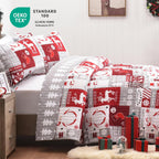 Newspin Christmas Quilt Set Twin Size, Soft Reversible Quilted Christmas Bedspread Coverlet Lightweight Twin Quilt Bedding Sets with Xmas Santa Tree Snowman Red Plaid Patchwork Pattern - Grand Goldman