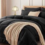 Newspin Full Bed in a Bag - 7 Pieces Black Comforter Set, All Season Ultra Soft Bedding Comforter Set with Comforter, Flat Sheet, Fitted Sheet, Pillowcases & Shams - Grand Goldman