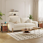 Nightstands Set of 2, Night Stand with Charging Station and Led Lights, Bedside Table with 2 Fabric Drawers for Bedroom, Small Side End Table with Open Shelf, Rustic Brown - Grand Goldman