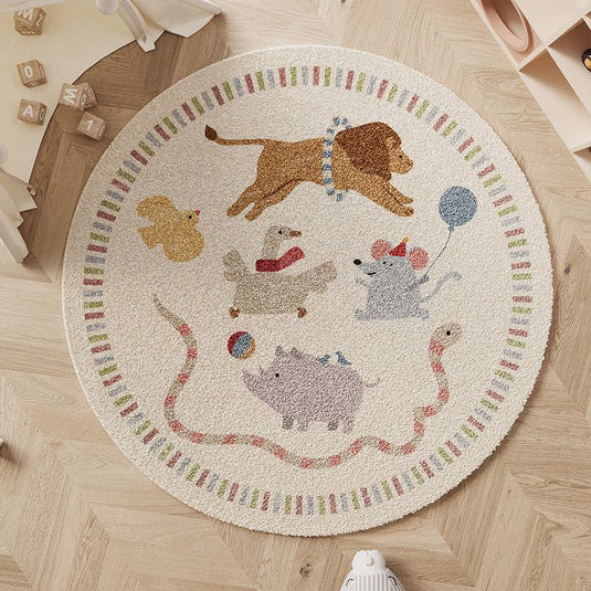 Nordic Cartoon Animal Round Carpet - Grand Goldman