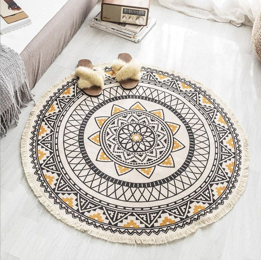 Nordic Cotton And Linen Round Carpet Retro Decoration - Grand Goldman