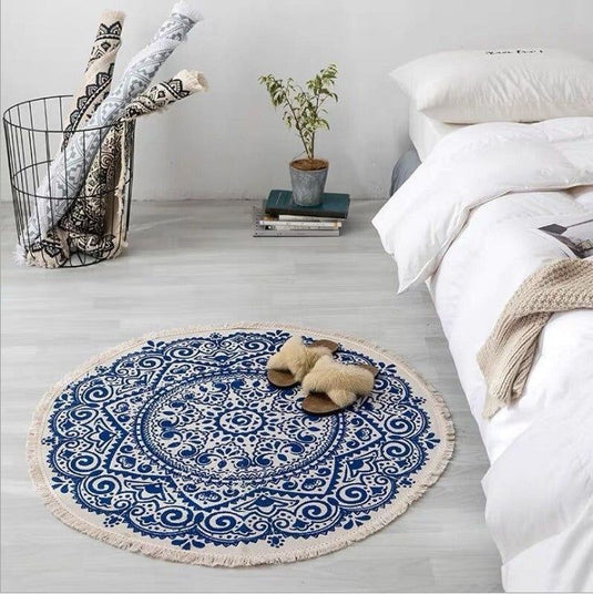 Nordic Cotton And Linen Round Carpet Retro Decoration - Grand Goldman