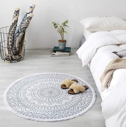 Nordic Cotton And Linen Round Carpet Retro Decoration - Grand Goldman