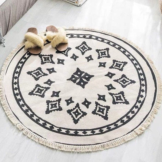 Nordic Cotton And Linen Round Carpet Retro Decoration - Grand Goldman