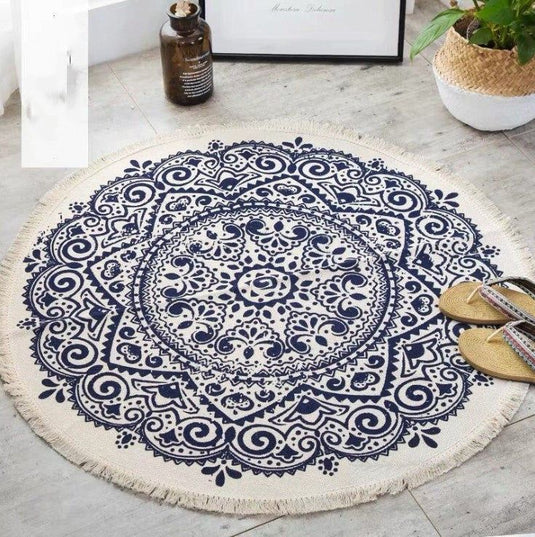 Nordic Cotton And Linen Round Carpet Retro Decoration - Grand Goldman