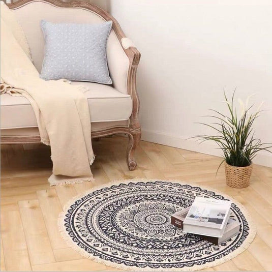 Nordic Cotton And Linen Round Carpet Retro Decoration - Grand Goldman