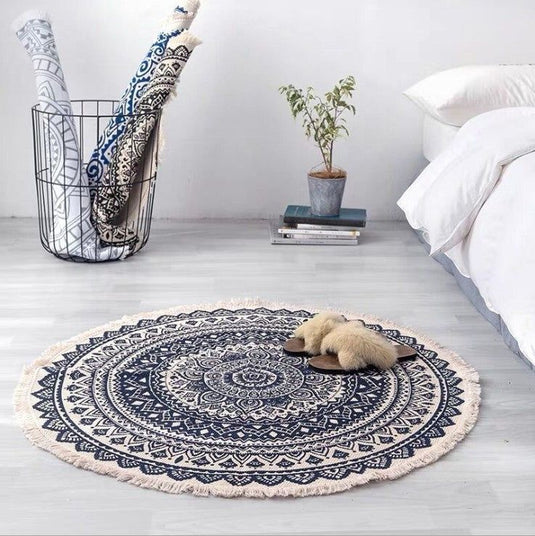 Nordic Cotton And Linen Round Carpet Retro Decoration - Grand Goldman