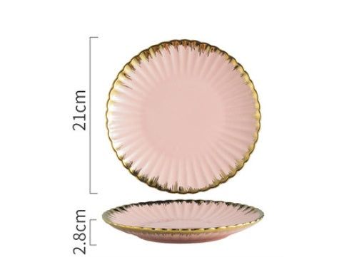 Nordic Creative Ceramic Chrysanthemum Plate Light Luxury Dinner Plate Household Tableware Set Plate - Grand Goldman