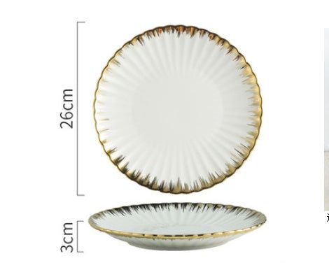 Nordic Creative Ceramic Chrysanthemum Plate Light Luxury Dinner Plate Household Tableware Set Plate - Grand Goldman