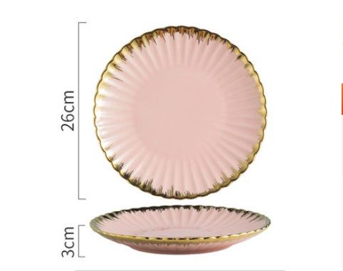 Nordic Creative Ceramic Chrysanthemum Plate Light Luxury Dinner Plate Household Tableware Set Plate - Grand Goldman