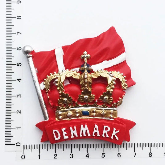 Nordic Denmark Fridge Magnets Decorative Crafts Collection Gift Copenhagen Royal Crown Tourism Memorial Refrigerator Stickers - Grand Goldman