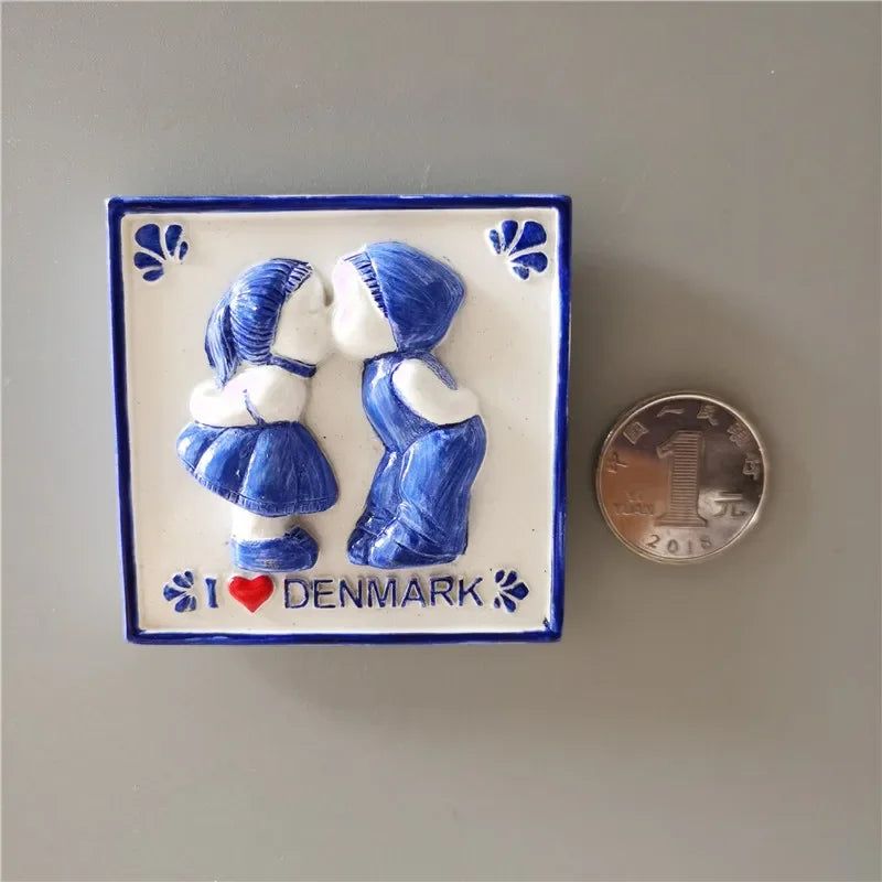 Nordic Denmark Fridge Magnets Decorative Crafts Collection Gift Copenhagen Royal Crown Tourism Memorial Refrigerator Stickers - Grand Goldman