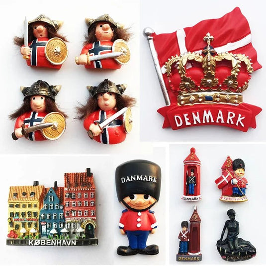 Nordic Denmark Fridge Magnets Decorative Crafts Collection Gift Copenhagen Royal Crown Tourism Memorial Refrigerator Stickers - Grand Goldman