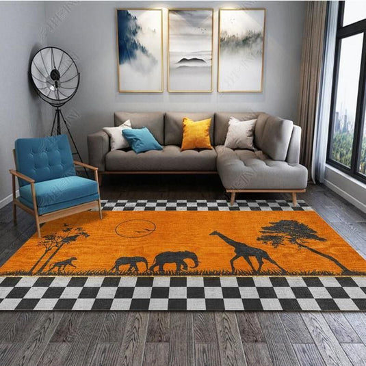 Nordic Modern Light Luxury Orange Malaysian Carpet - Grand Goldman