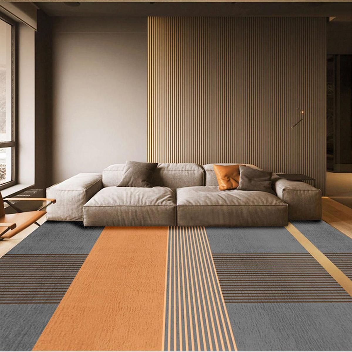 Nordic Modern Light Luxury Orange Malaysian Carpet - Grand Goldman