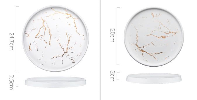 Nordic Style Marble Plate Household Ceramic Dish - Grand Goldman