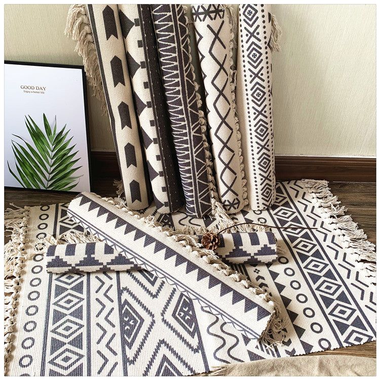 Nordic cotton and linen tassel carpet - Grand Goldman
