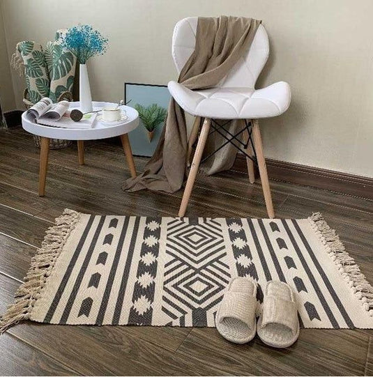 Nordic cotton and linen tassel carpet - Grand Goldman