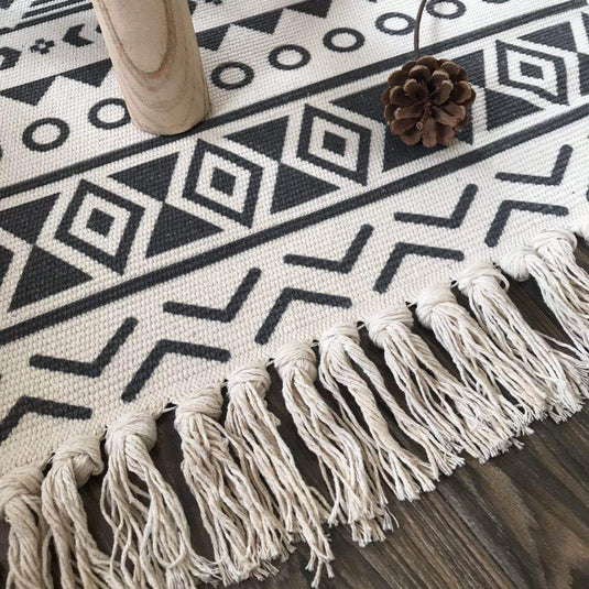 Nordic cotton and linen tassel carpet - Grand Goldman