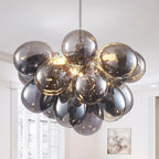 Nordic Bubble Ball Swirled Glass Chandelier, Dia 20 inch Gild Gold and Clear Blown Glass Small Pendant Light Fixture for Bedroom Study Restaurant - Grand Goldman
