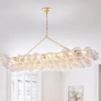 Nordic Bubble Ball Swirled Glass Chandelier, Dia 20 inch Gild Gold and Clear Blown Glass Small Pendant Light Fixture for Bedroom Study Restaurant - Grand Goldman