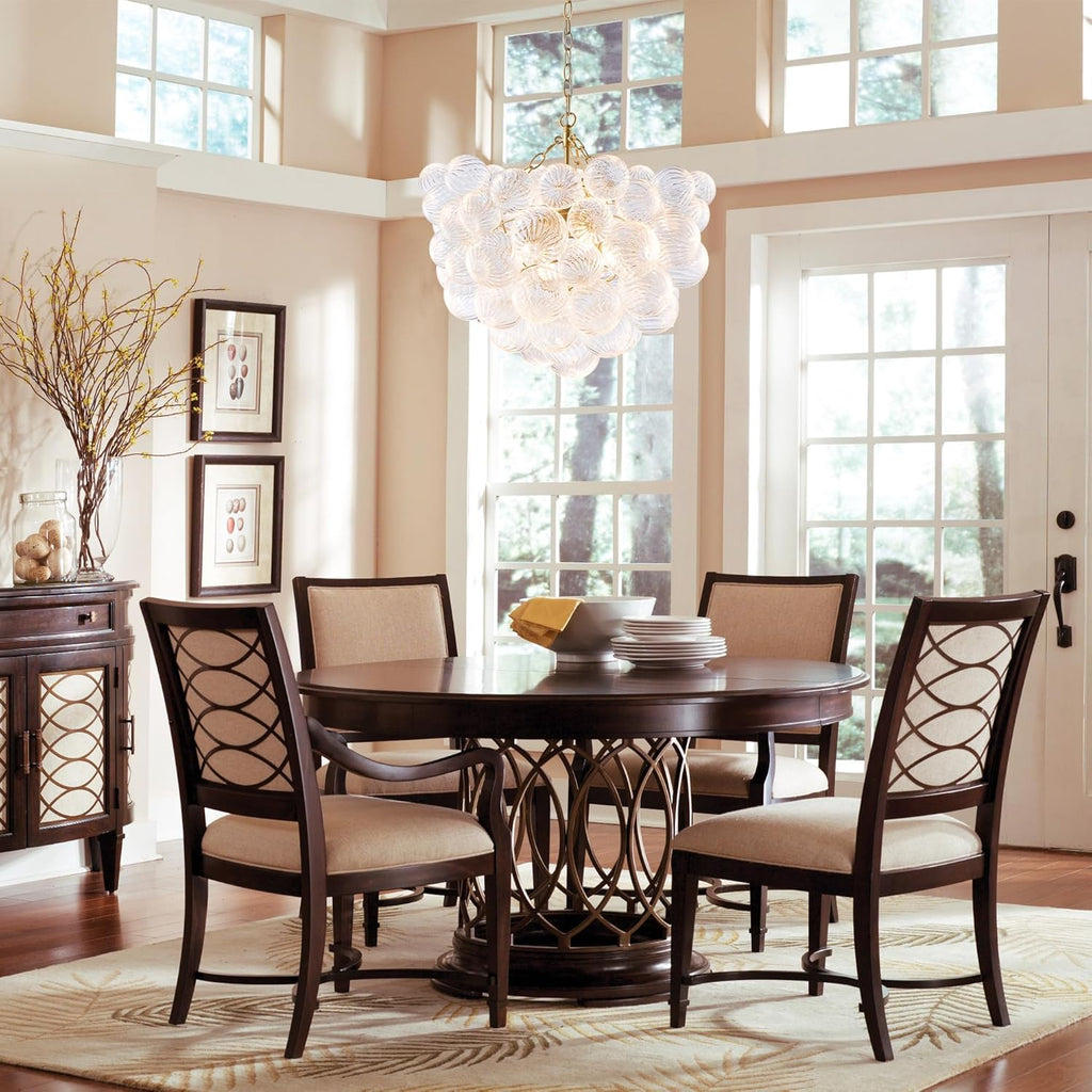 Nordic Bubble Ball Swirled Glass Chandelier, Dia 20 inch Gild Gold and Clear Blown Glass Small Pendant Light Fixture for Bedroom Study Restaurant - Grand Goldman