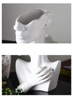 Nordic Ceramics Vase Human Head Abstract Half Body Flower Pot Decor Ornaments - Grand Goldman