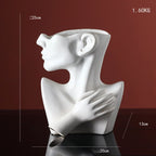 Nordic Ceramics Vase Human Head Abstract Half Body Flower Pot Decor Ornaments - Grand Goldman