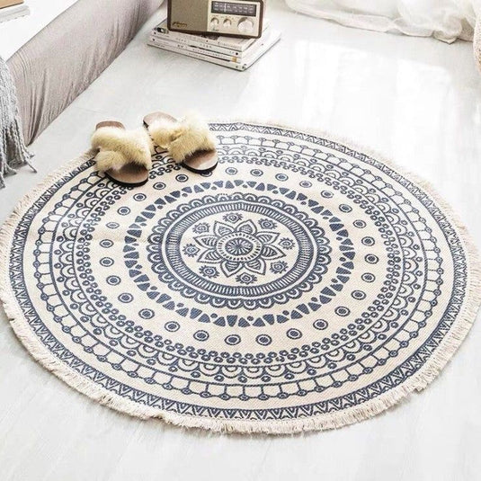 Nordic Cotton And Linen Round Carpet Retro Decoration - Grand Goldman